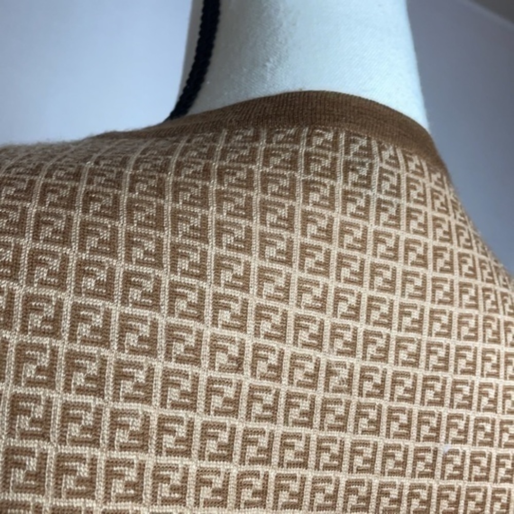 Fendi Cashmere Silk Zucca Cardigan Sweater Monogram “FF” - Picture 3 of 14